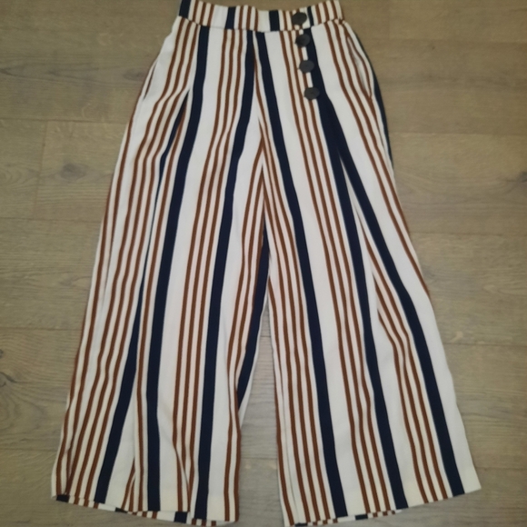 Zara wide leg culottes striped pants - Picture 4 of 9
